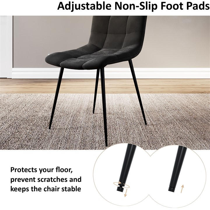 Black - Lassic - Richton Set Of 2 Padded Velvet Dining Chairs UKFR