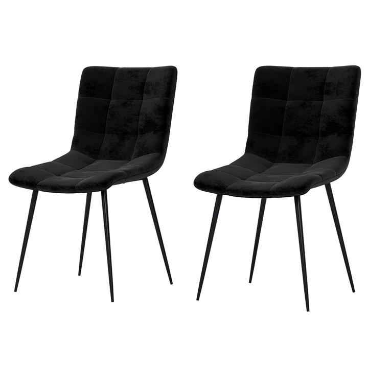 Black - Lassic - Richton Set Of 2 Padded Velvet Dining Chairs UKFR