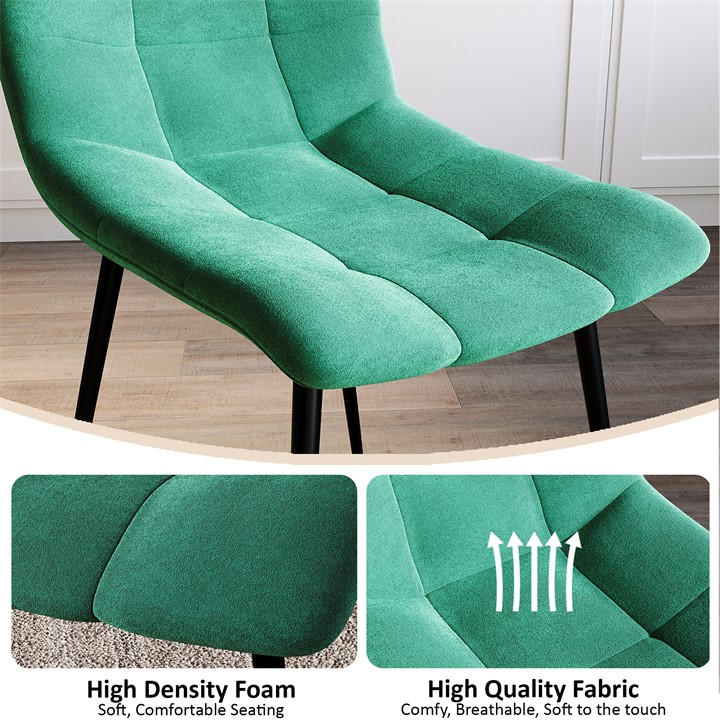 Green - Lassic - Richton Set Of 2 Padded Velvet Dining Chairs UKFR