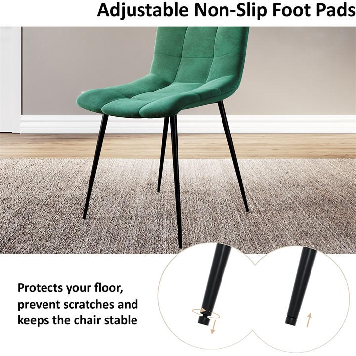 Green - Lassic - Richton Set Of 2 Padded Velvet Dining Chairs UKFR