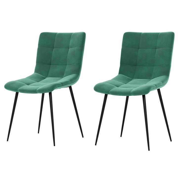 Green - Lassic - Richton Set Of 2 Padded Velvet Dining Chairs UKFR