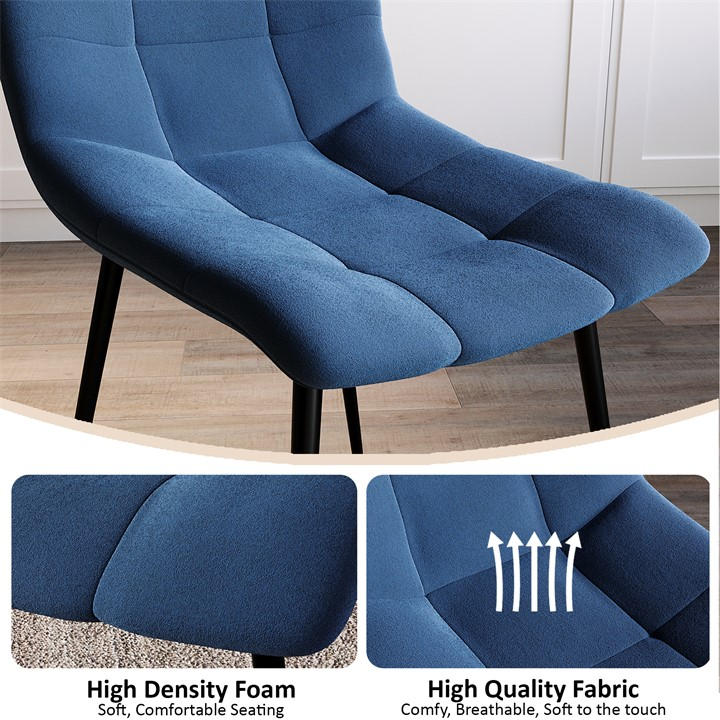 Blue - Lassic - Richton Set Of 2 Padded Velvet Dining Chairs UKFR