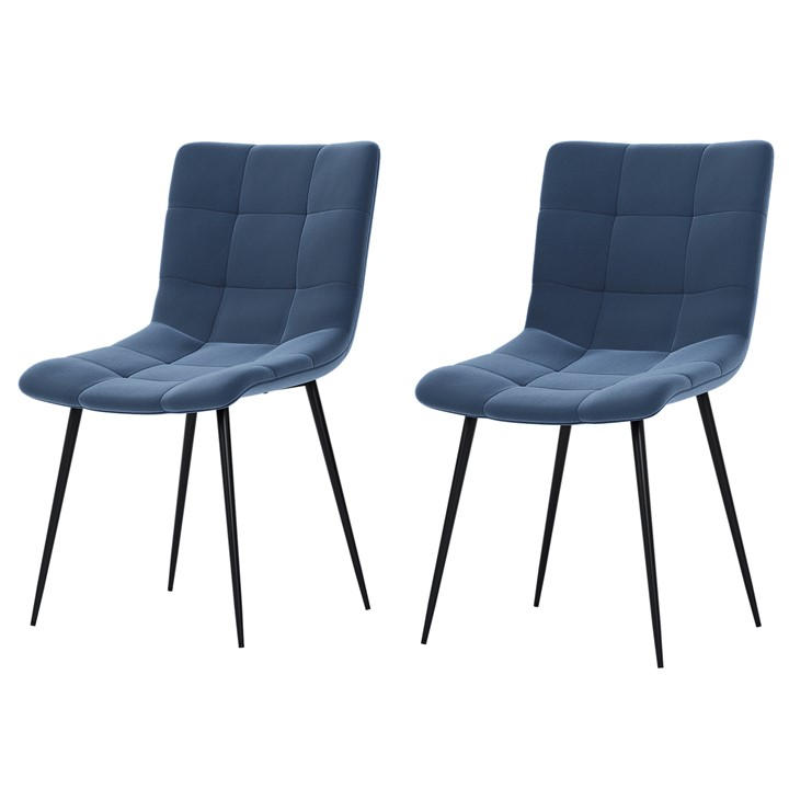 Blue - Lassic - Richton Set Of 2 Padded Velvet Dining Chairs UKFR