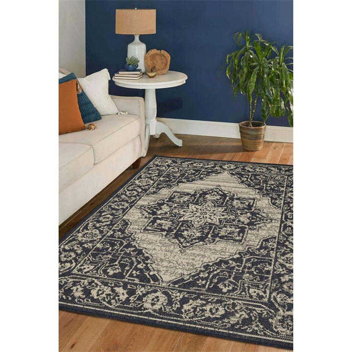 Homemaker Unisex Blue Gel Medallion Rug Navy 160X225cm