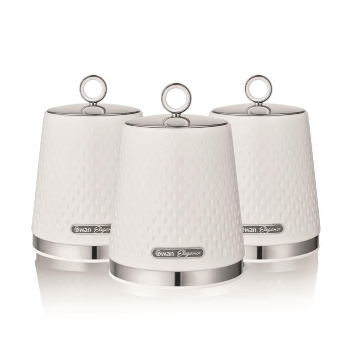 Swan Unisex White Elegance Set Of 3 Canisters Medium