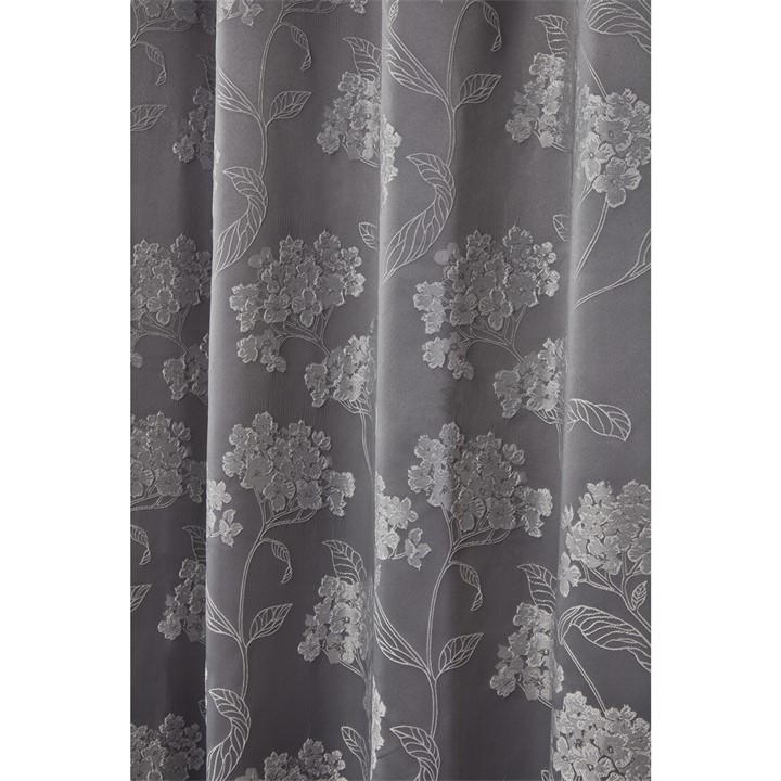 Silver - Emma Barclay - Blossom - Lined Eyelet Jacquard Curtains