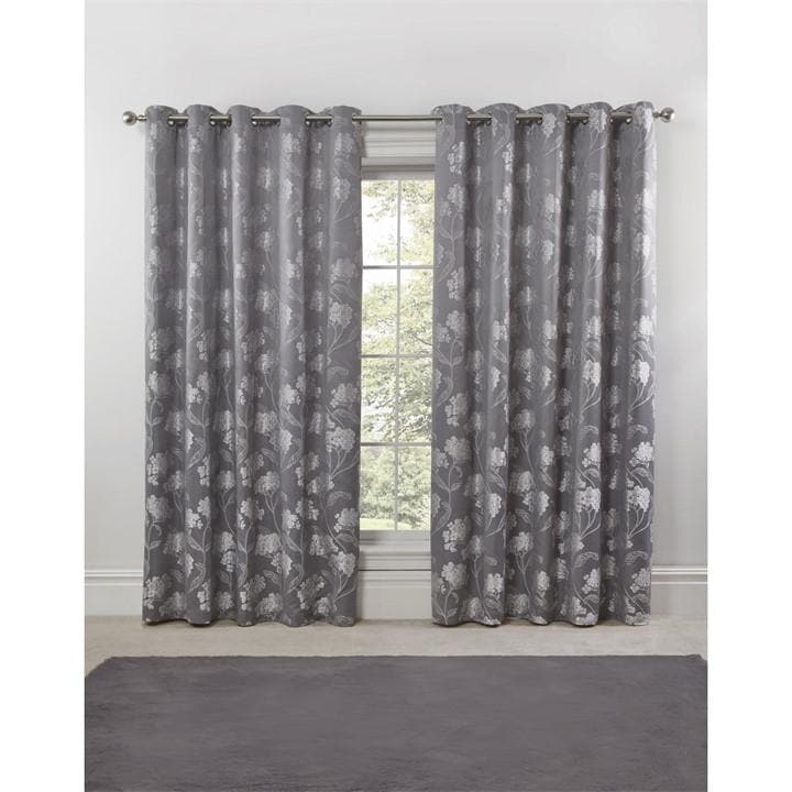Silver - Emma Barclay - Blossom - Lined Eyelet Jacquard Curtains