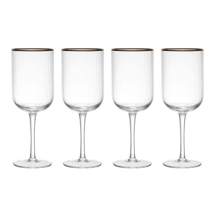 Mikasa Unisex Clear Sorrento Ridged Crystal White Wine Glasses - 400Ml