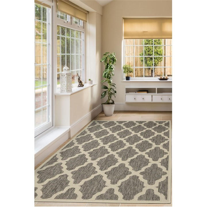Homemaker Unisex Grey Trellis Gel Flatweave Rug Steel 60X230cm
