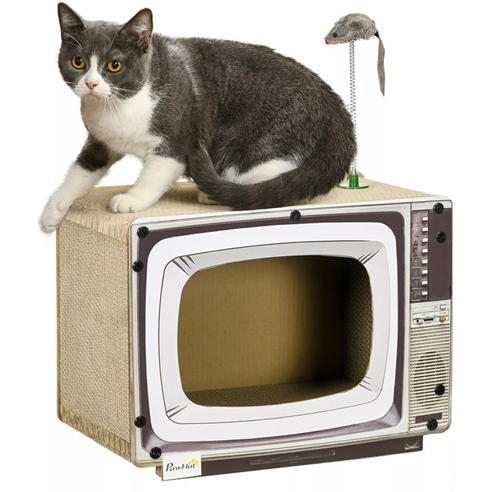 PawHut - PawHut TV-Shaped Scratching Board with Scratcher