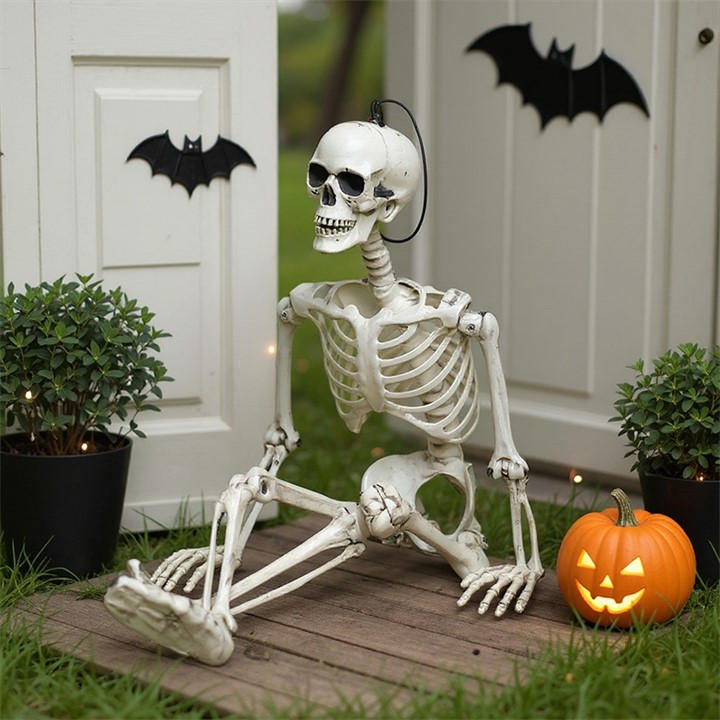 Life Ideas Unisex Distressed White Realistic Skeleton Prop Decoration Posable Joints