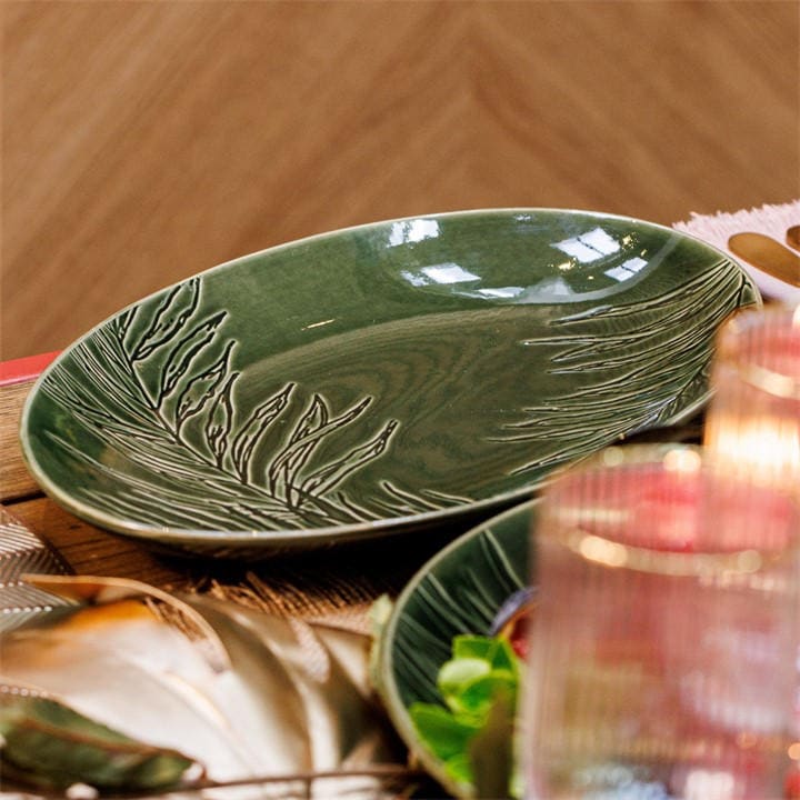 Mikasa Unisex Green Jardin Stoneware Oval Serving Platter, 36Cm 36X22.5cm