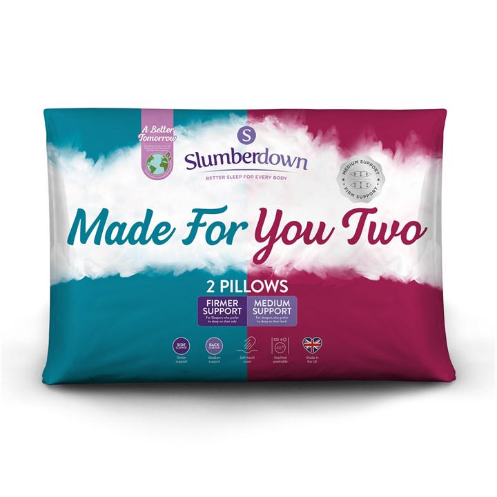 Slumberdown Unisex White Made For You Two Firm Support Pillow Large