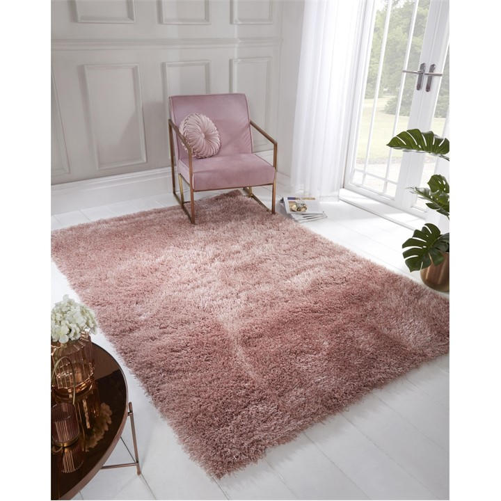 Ultimate Rug Unisex Pink Boston Plain Shaggy Rug 80/150Cm