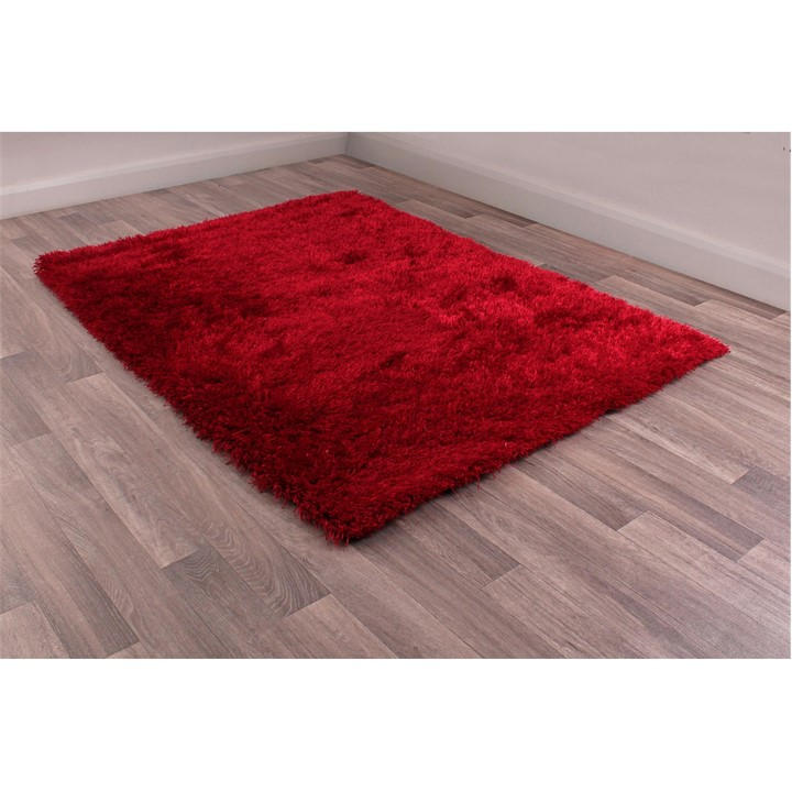 Ultimate Rug Unisex Red Boston Plain Shaggy Rug 80/150Cm