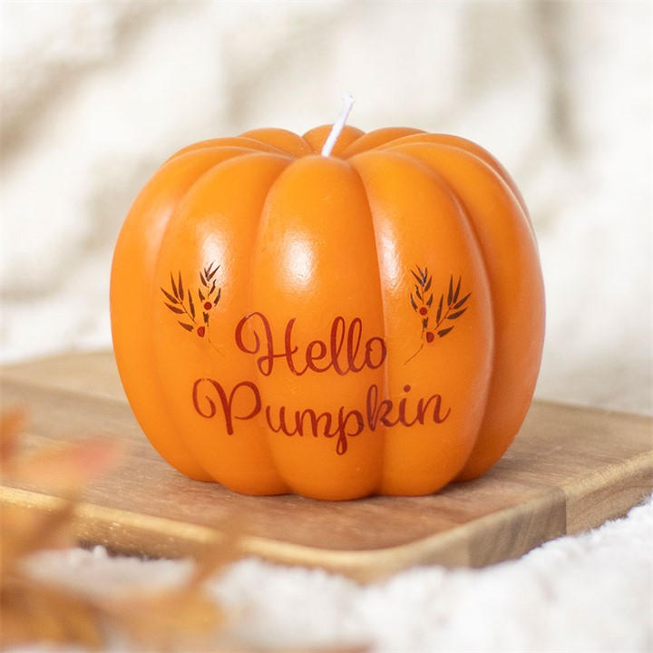 Something Different Unisex Orange Hello Pumpkin Shaped Candle