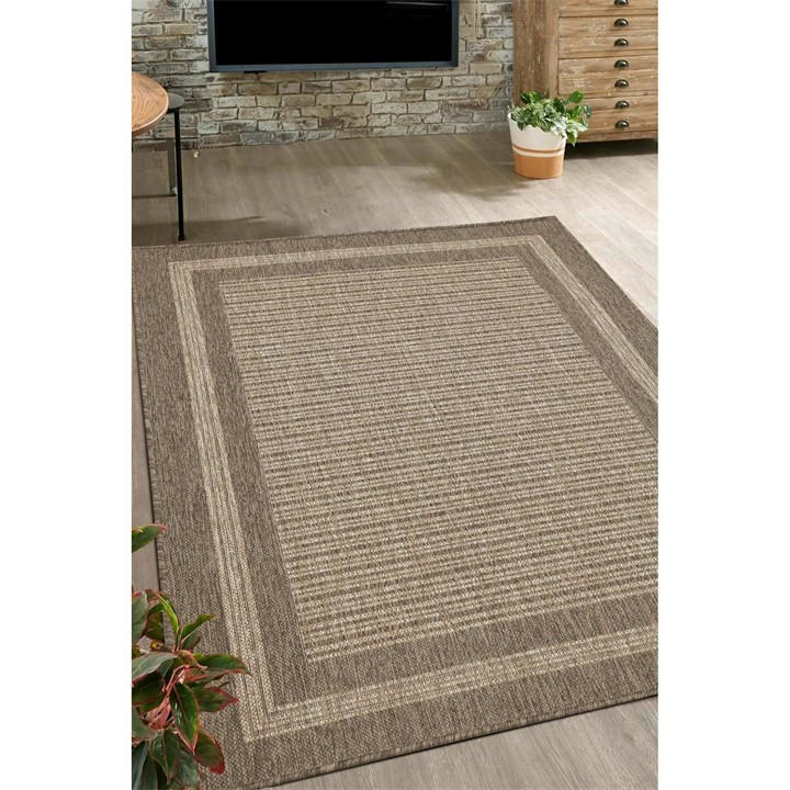Homemaker Unisex Beige Gel Backed Border Flatweave Rug Latte 60X230cm