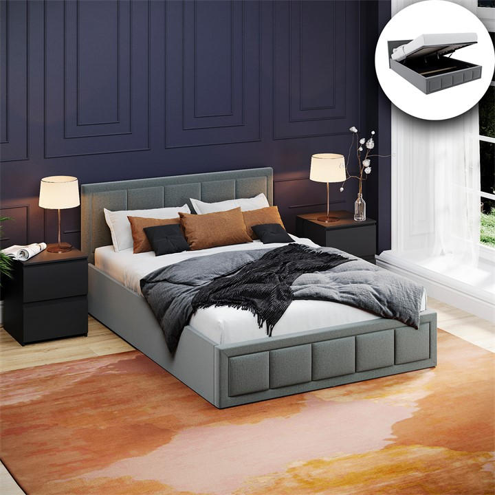 Lassic Unisex Grey Vida Designs Vanita Ottoman Fabric Bed Ukfr Double