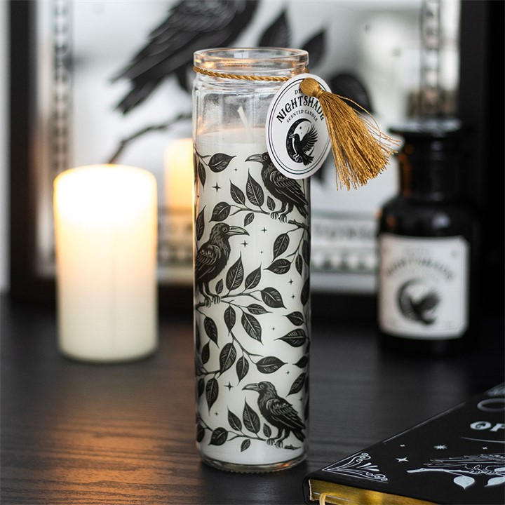 Something Different Unisex White Mystic Raven Deadly Nightshade Tube Candle