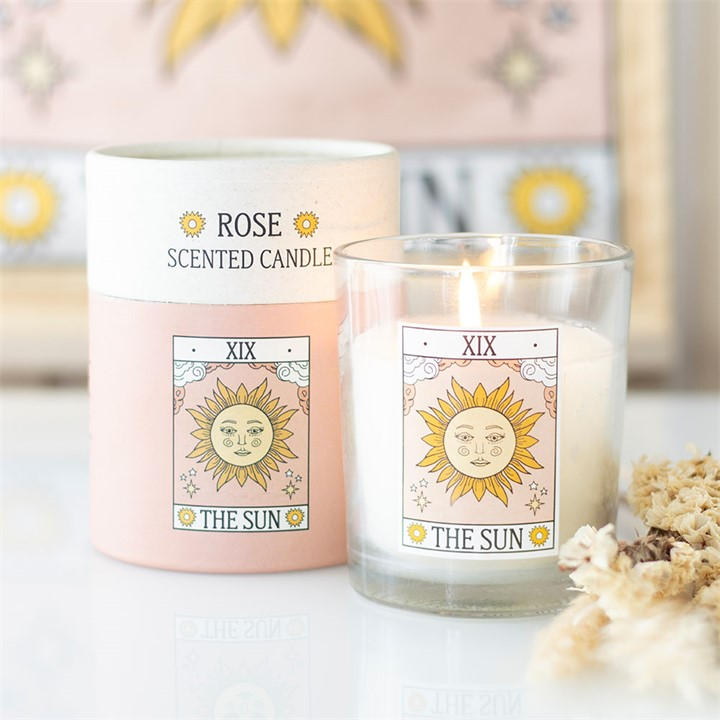 Something Different Unisex White The Sun Vintage Tarot Rose Candle