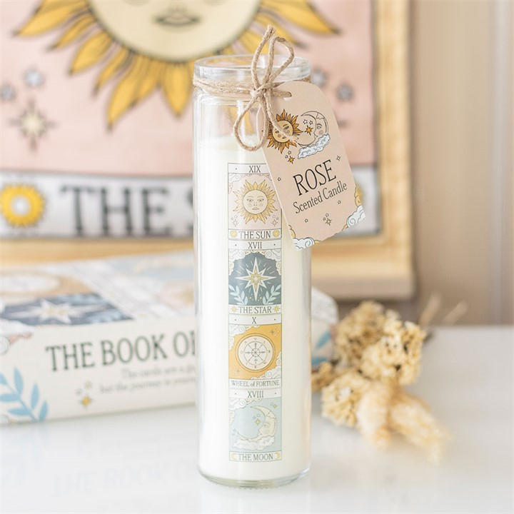 Something Different Unisex White Vintage Tarot Rose Tube Candle