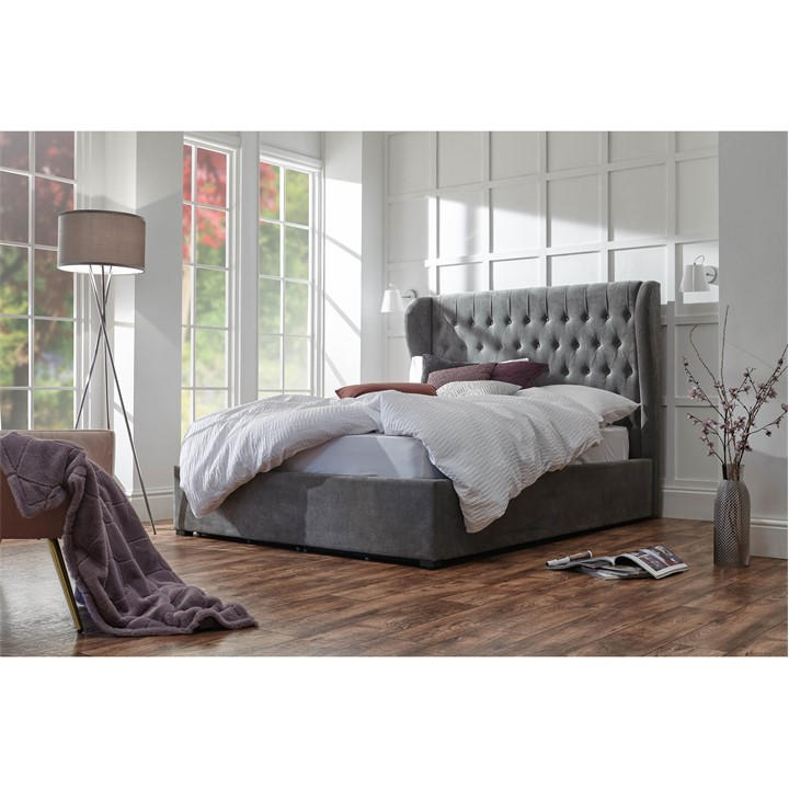Gfw Unisex Grey Dakota Ottoman Bed Double