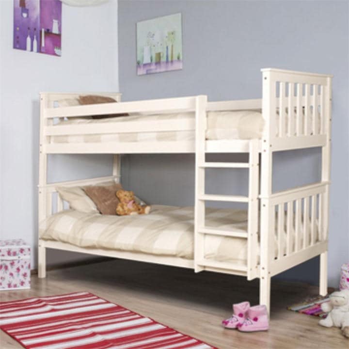  Premium Wooden Bunk Bed and Mattresses - White