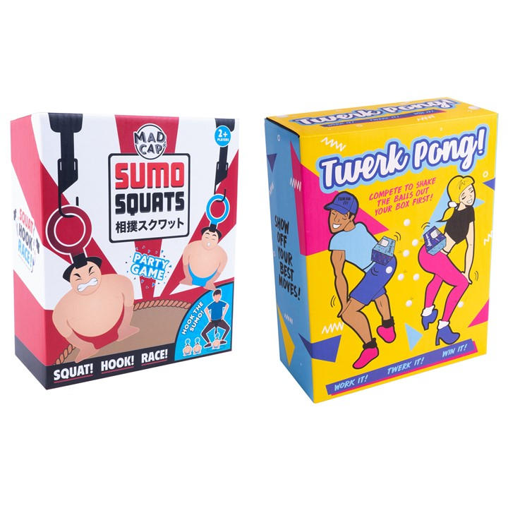 Fizz Creations Unisex Multi Twerk Pong & Sumo Squats Party Games Bundle -