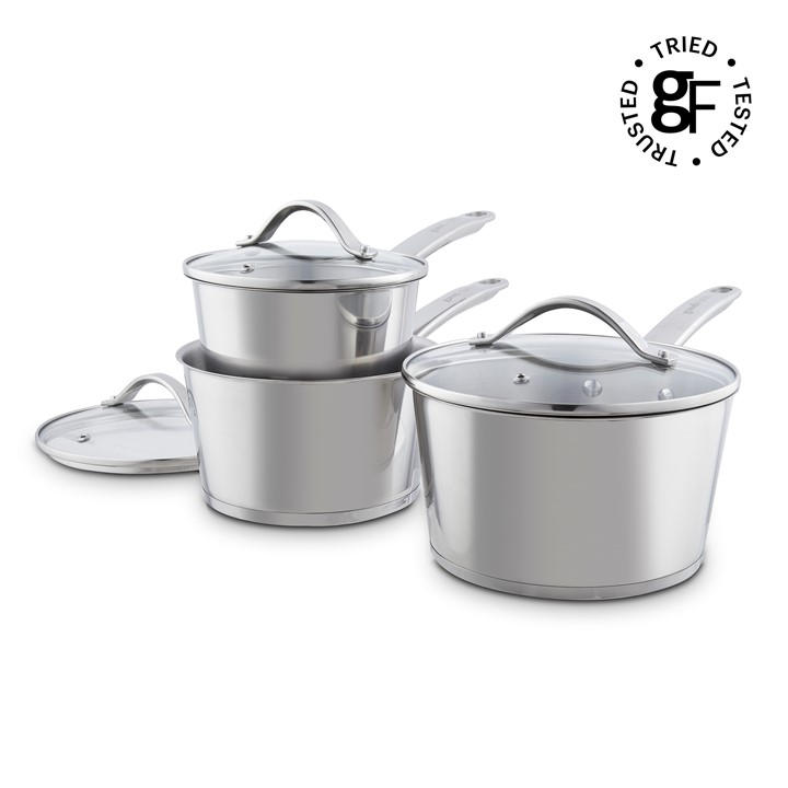 Good Food Unisex Silver 3 Piece Saucepan Set Medium