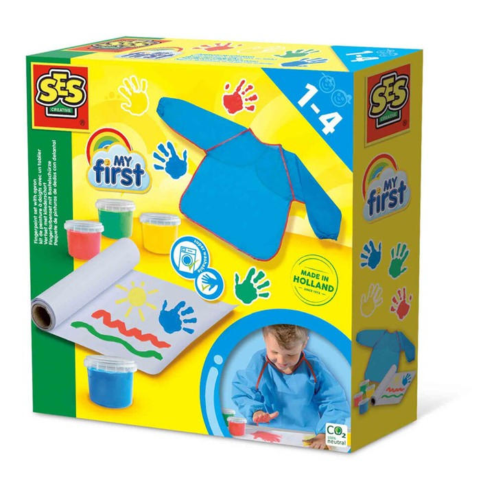 Ses Creative Unisex Kids Multi My First - Fingerpaint Set With Apron -