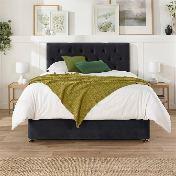 Aspire Unisex Black Olivier Divan, No Drawers Single