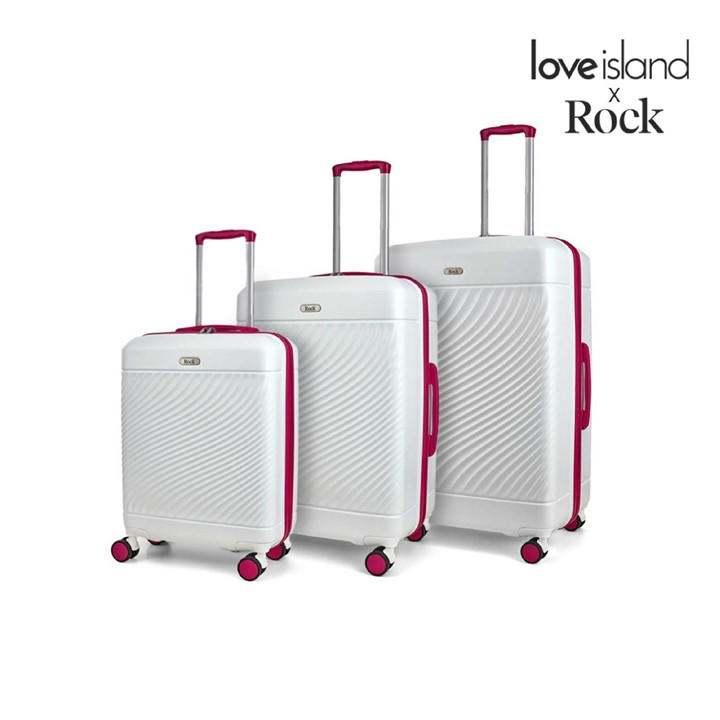 Rock Unisex White Love Island Suitcase /Pink Medium