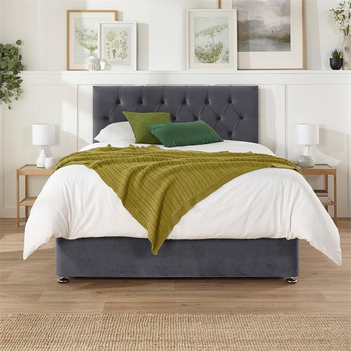 Aspire Unisex Grey Olivier Divan With Mattress No Drawers Superking