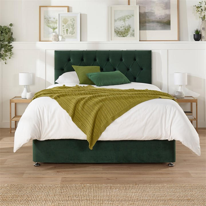 Aspire Unisex Green Olivier Divan 2 Drawers Single