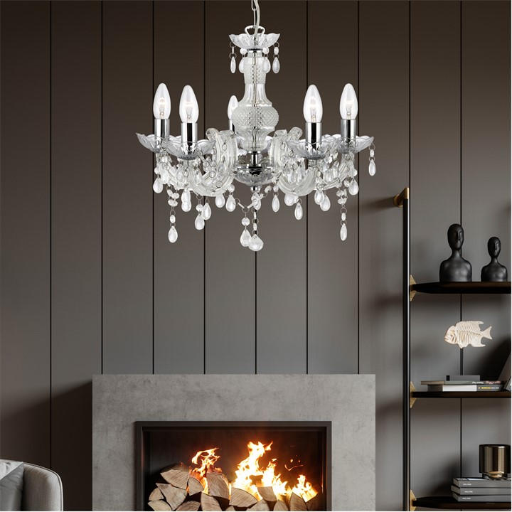 Lighting Collection Unisex Clear Charlotte 5Lt Pendant - Glass & Acrylic