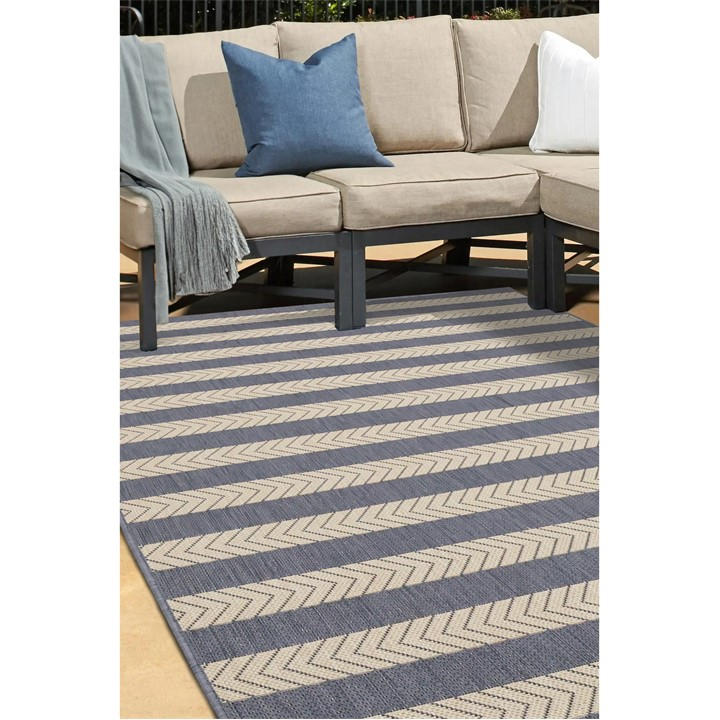 Homemaker Unisex Blue Eden Stripe Rug Denim 160X230