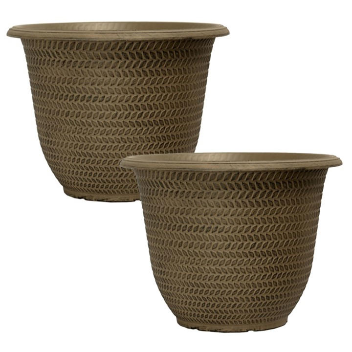 Yougarden Unisex Brown Pair Of Parker Planters (12) - Shaded Taupe 30Cm Diame