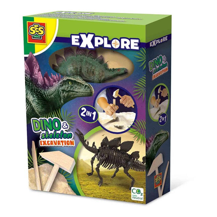 Ses Creative Unisex Kids Multi Dino And Skeleton Excavation 2 In 1 - Stegosaurus