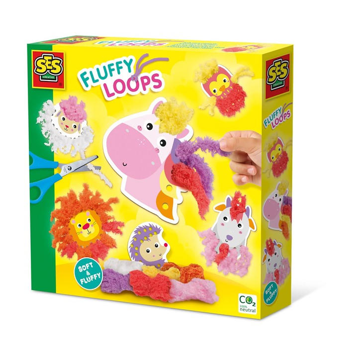 Ses Creative Unisex Kids Multi Fluffy Loops - Soft Yarn Animals