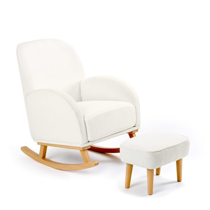 Babymore Unisex Kids White Freya Nursing Chair With Stool - Off Bouclé 88X67x95
