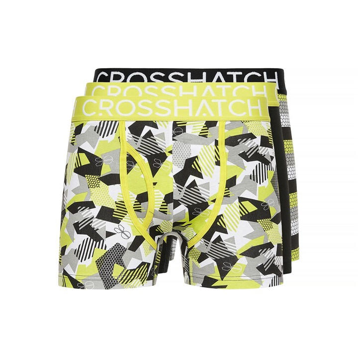 Crosshatch Men's Yellow 3 Pack Of Crystaline Boxers 2XL