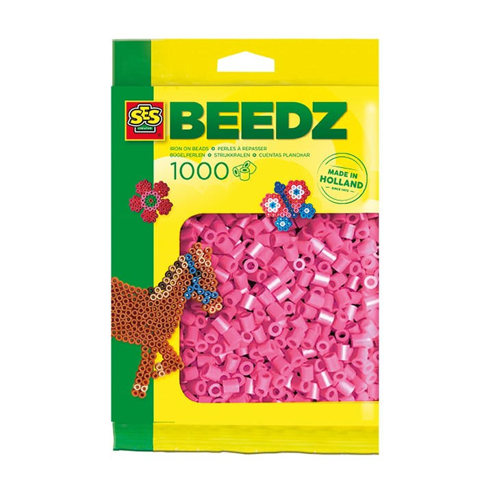 Ses Creative Unisex Kids Multi Iron On Beads 1000 Pink