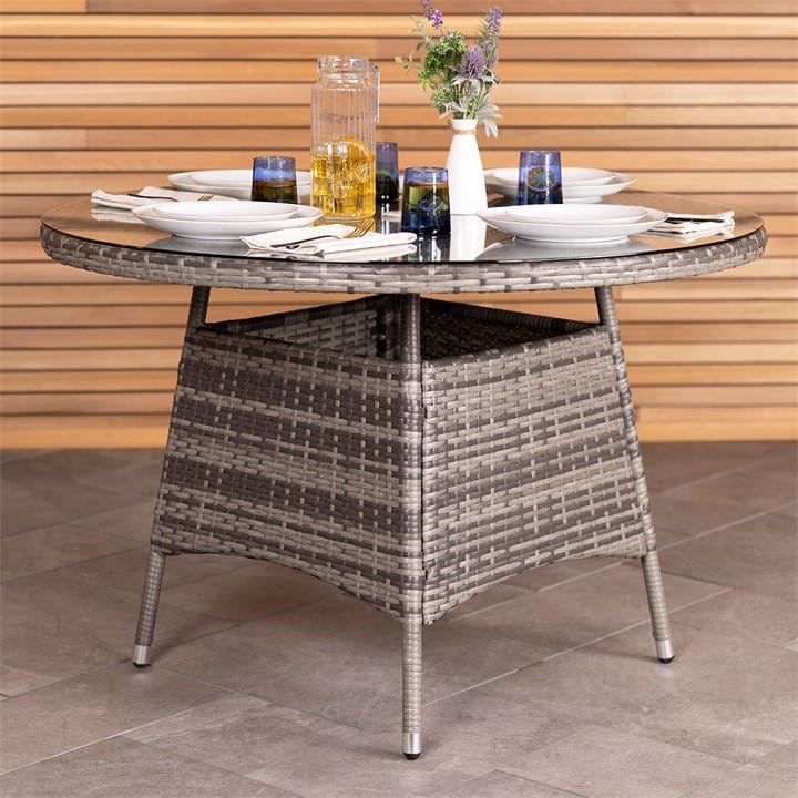 Charles Bentley Unisex Grey Rattan 4 Seater Dining Table