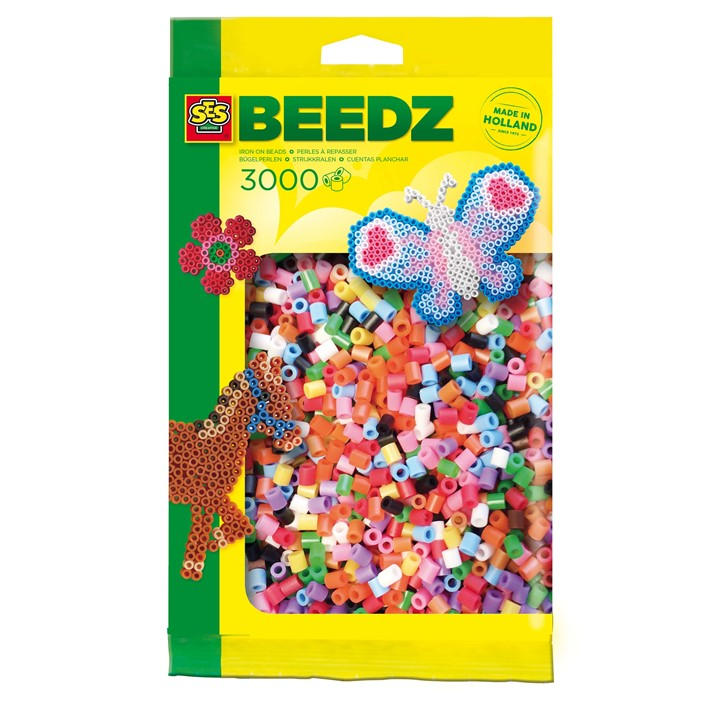 Ses Creative Unisex Kids Multi Iron On Beads 3000 Mix Glitter