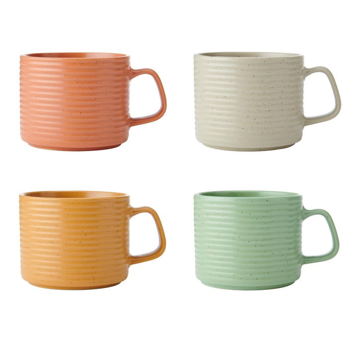 Kitchencraft Unisex Multi Idilica Stacking Stoneware Mugs - 400Ml