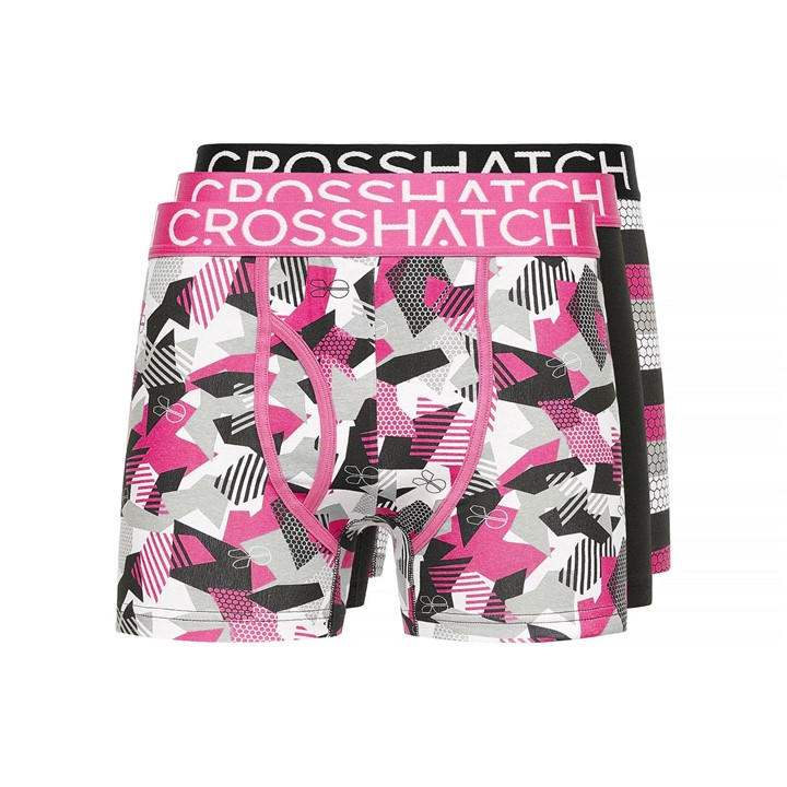 Crosshatch Men's Pink 3 Pack Of Crystaline Boxers 2XL