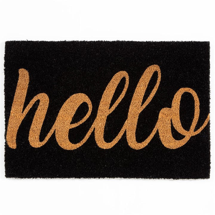 Arthouse Unisex Beige Astley Hello Printed Pvc Backed Coir 40X60cm Doorm