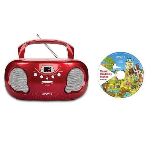 Groov-e - Portable Boombox with Childrens Stories CD - Red