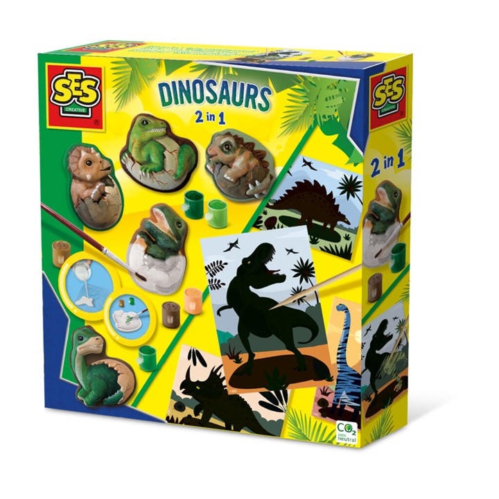 SES Creative Dinosaurs 2 in 1 - Casting and painting and scratc - Multi