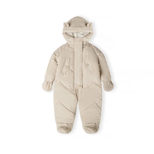 Minoti - Boys snowsuit with ears fleece lining and mittens grey